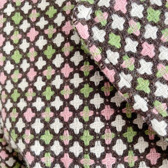Preppy Pink Green Tweed Coat With Belt (S) Blendshe - Picture 13 of 14